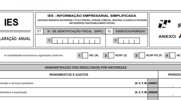 Modelos IES para os exercícios 2019 e seguintes